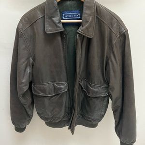Savile Row Men’s brown leather bomber jacket.